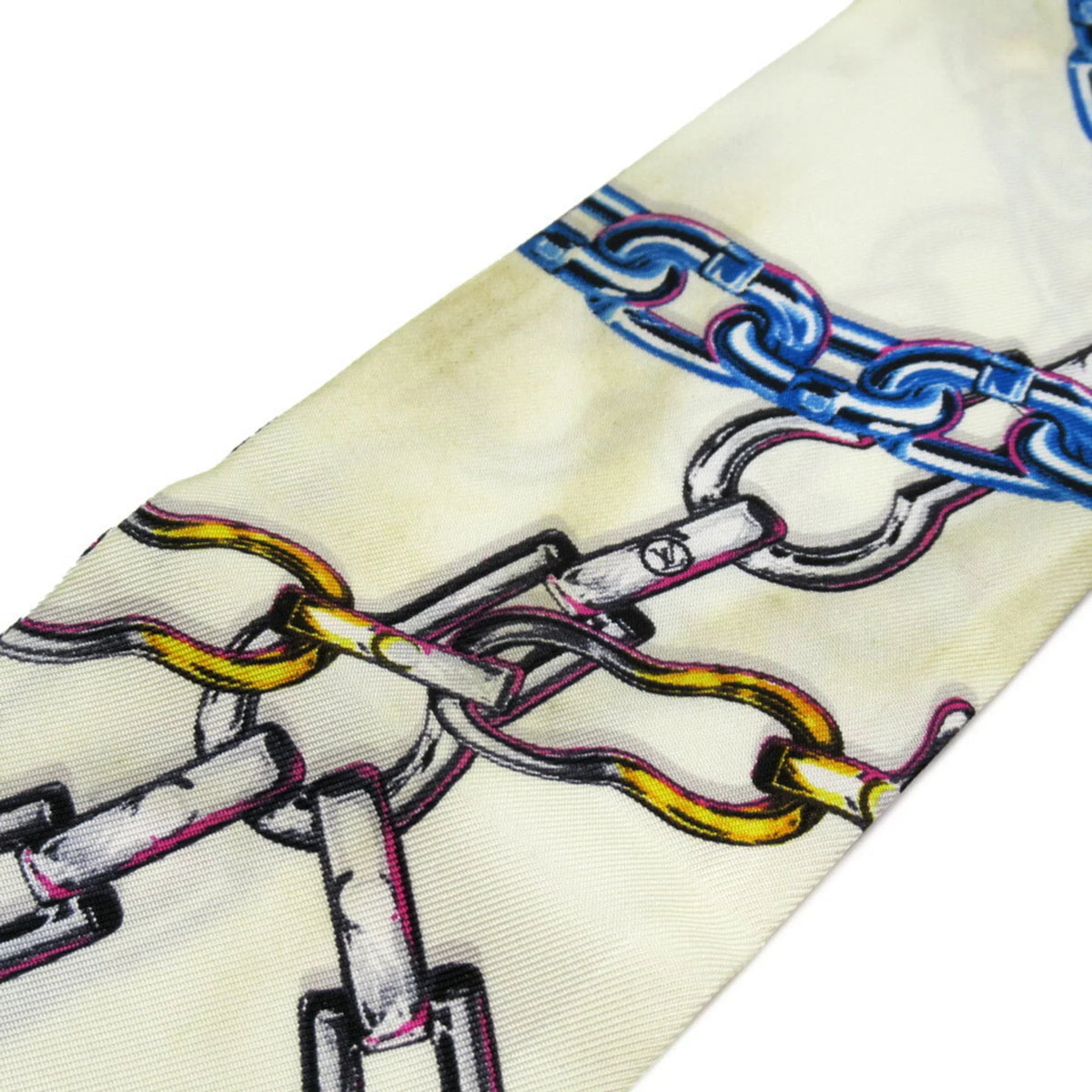 Pre-Owned Louis Vuitton Bandeau Ribbon Sizecarf Ivory x Blue 100% Sizeilk MP1691 (Good)