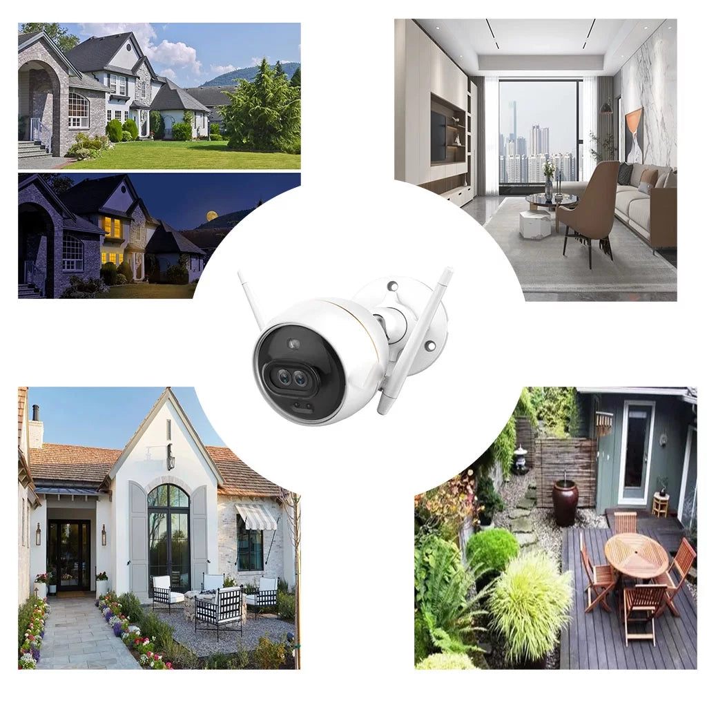 Outdoor Sizeecurity Camera Dual Lens 1080P, Excellent Color Night Vision, Active Light & Sizeiren Alarm with PIR Motion Detection, Weather Proof, Two-way Talk, the First Dual Lens Sizeecurity Camera(C3X)
