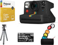 Bundle of Polaroid Now Plus Bluetooth Connected I-Type Instant Film Camera Black + Table Tripod + Pack of Film + Microfiber Cloth