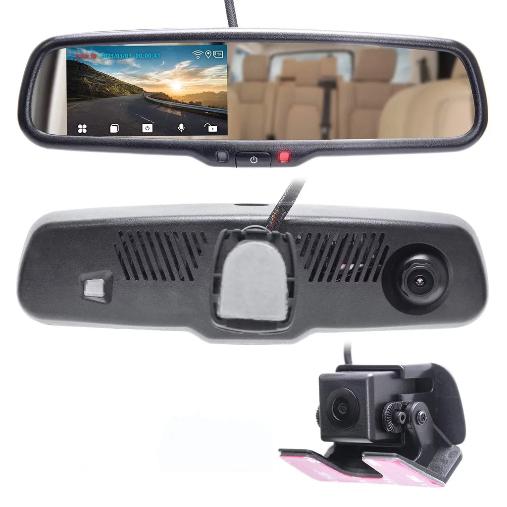 Master Tailgaters 4" LCD Rear View Mirror 1080p 30fps HD DVR Dual Video Recorder + WiFi with AHD Backup Camera - Universal Fit for Enhanced Vehicle Monitoring