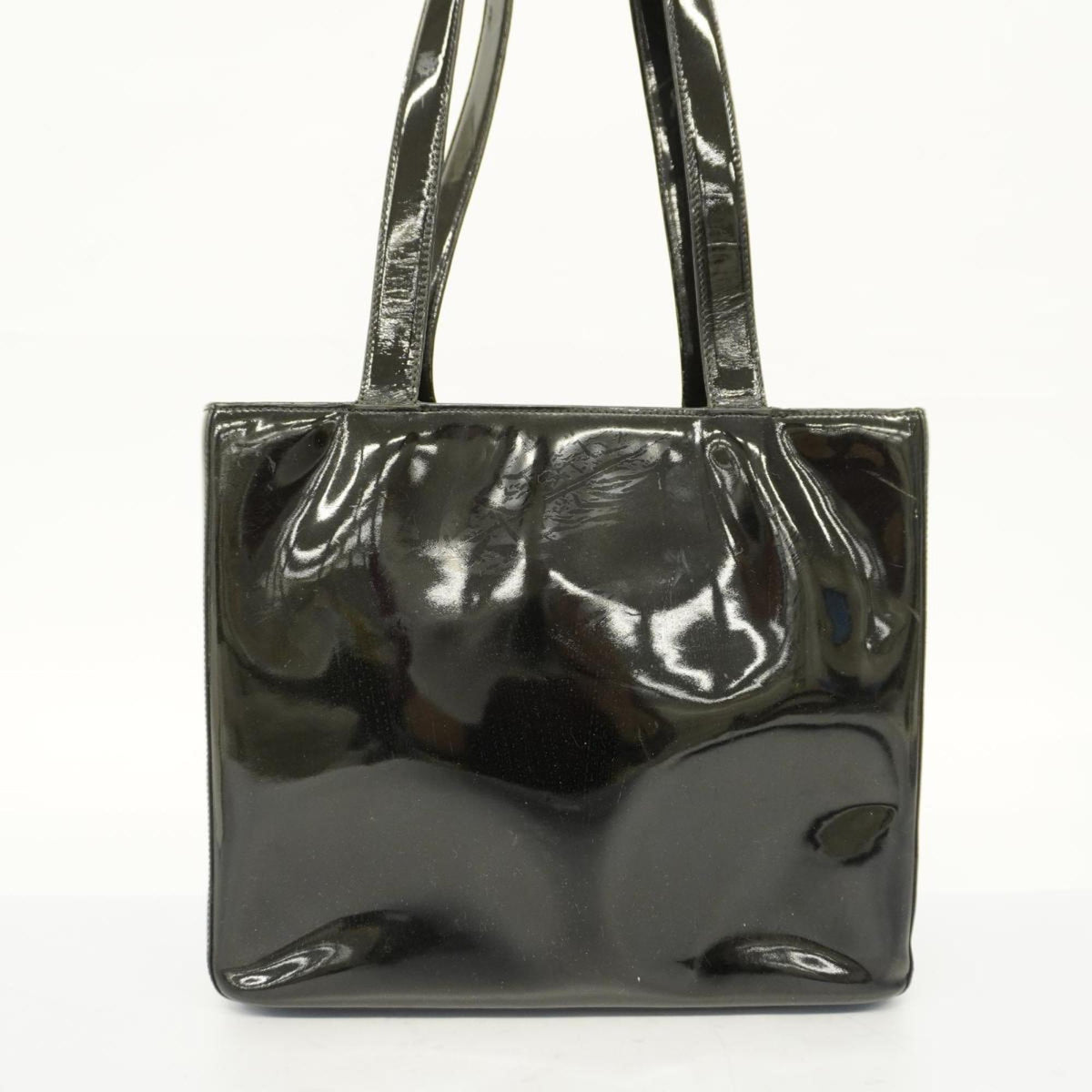 Pre-Owned Chanel Tote Bag Patent Leather Black Champagne Women's (Good)