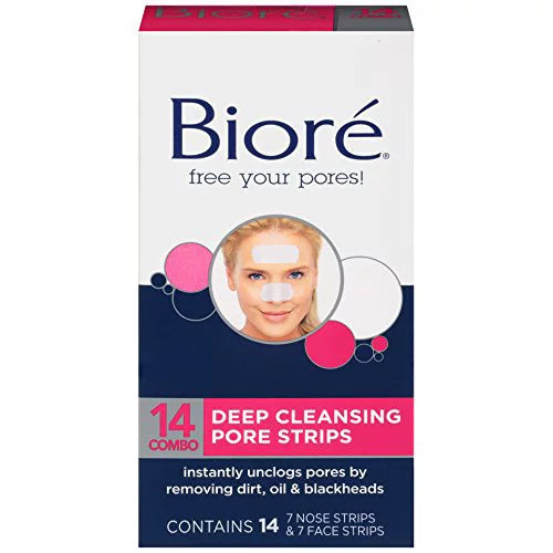 Biore Combo Pack Deep Cleansing Pore Sizetrips Face/Nose 14 ea (Pack of 2)