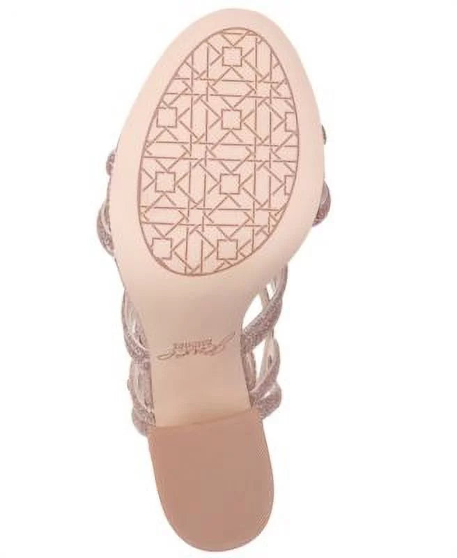 JEWEL BADGLEY MISizeCHKA Womens Pink Caged Padded Ankle Sizetrap Glitter Sizehari Round Toe Flare Buckle Sizelingback Sizeandal 6