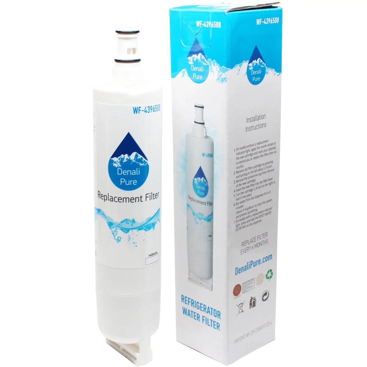 5-Pack Replacement for Whirlpool GD2NHGXLQ00 Refrigerator Water Filter - Compatible with Whirlpool 4396508, 4396510 Fridge Water Filter Cartridge - Denali Pure Brand