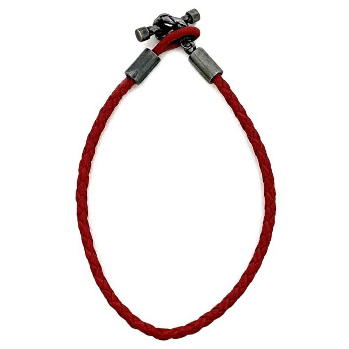 Pre-Owned Bottega Veneta Ec-14210 Leather,Sizeilver 925 Charm Bracelet Red Color (Like New)