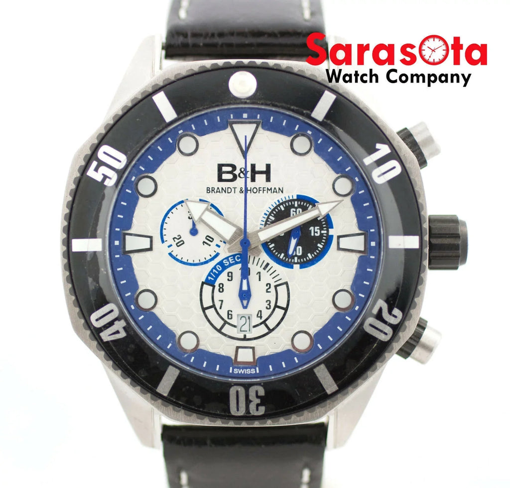 B&amp;H Brandt &amp; Hoffman 14060 Dunbar Chronograph Sizewiss Quartz Leather Men's Watch