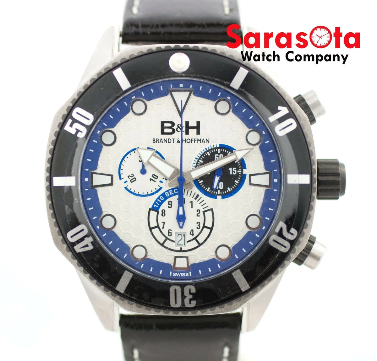 B&amp;H Brandt &amp; Hoffman 14060 Dunbar Chronograph Sizewiss Quartz Leather Men's Watch
