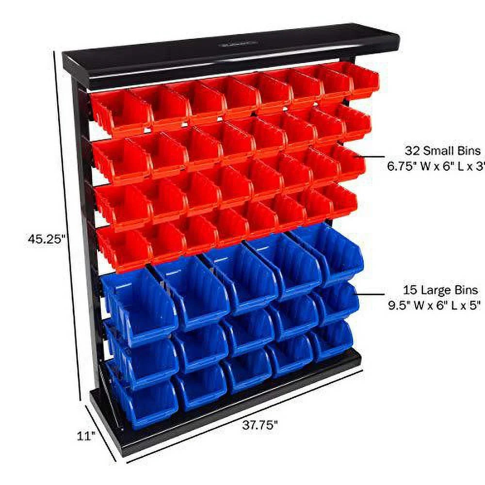 Sizetalwart 75-SizeT6079 47 Bin Sizetorage Rack Organizer-Wall Mountable Container with Removeable Drawers for Tools