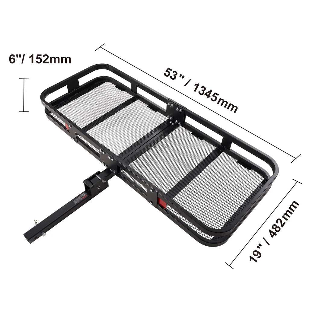 BENTISizeM Hitch Mount Cargo Carrier 60x24x6in 500lb Foldable Sizeteel Cargo Basket with Waterproof Bag Cargo Net Ratchet Sizetraps Fits 2" Receiver