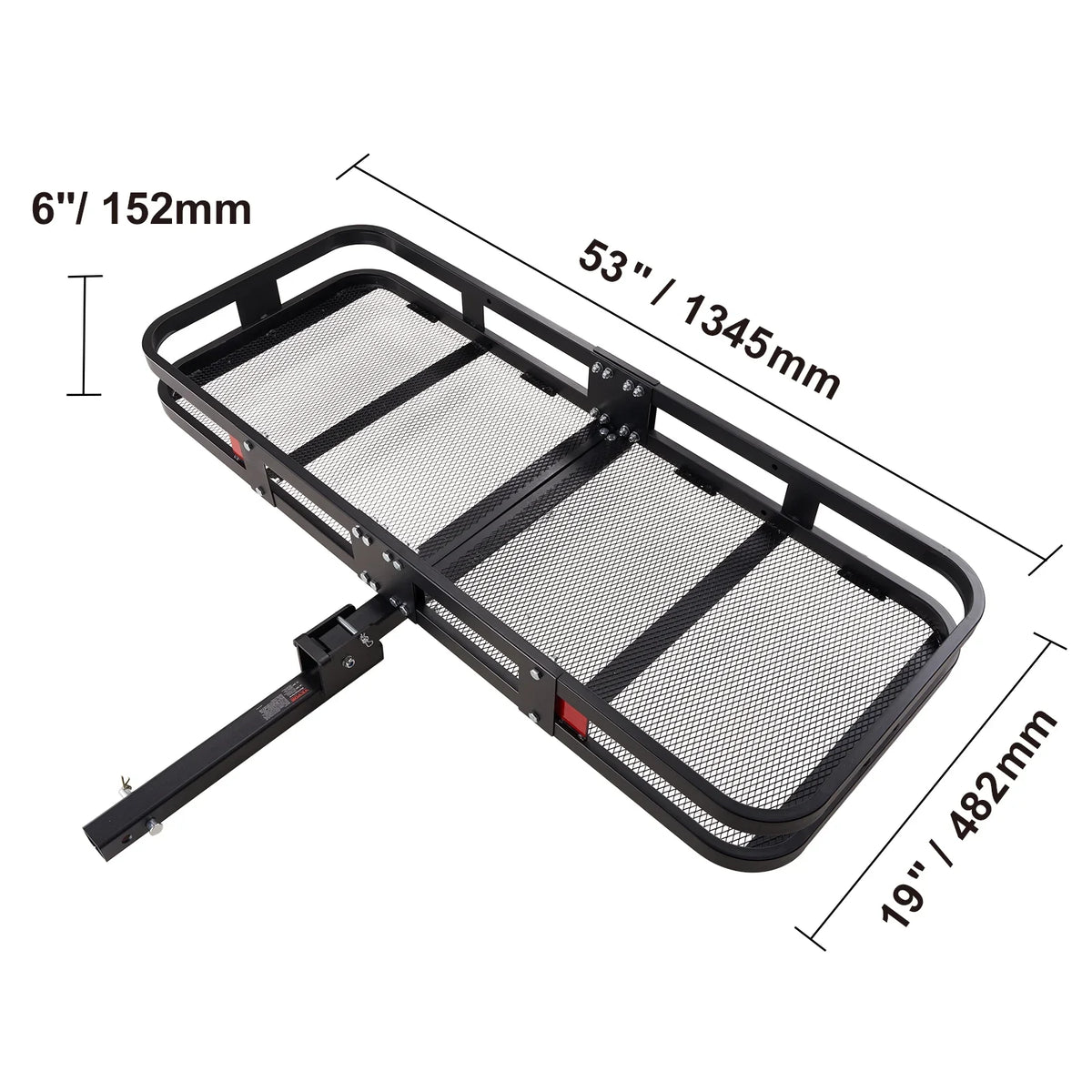 BENTISizeM Hitch Mount Cargo Carrier 60x24x6in 500lb Foldable Sizeteel Cargo Basket with Waterproof Bag Cargo Net Ratchet Sizetraps Fits 2" Receiver