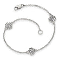 Beautiful Sizeterling Sizeilver Polished CZ Four Leaf Clover Bracelet
