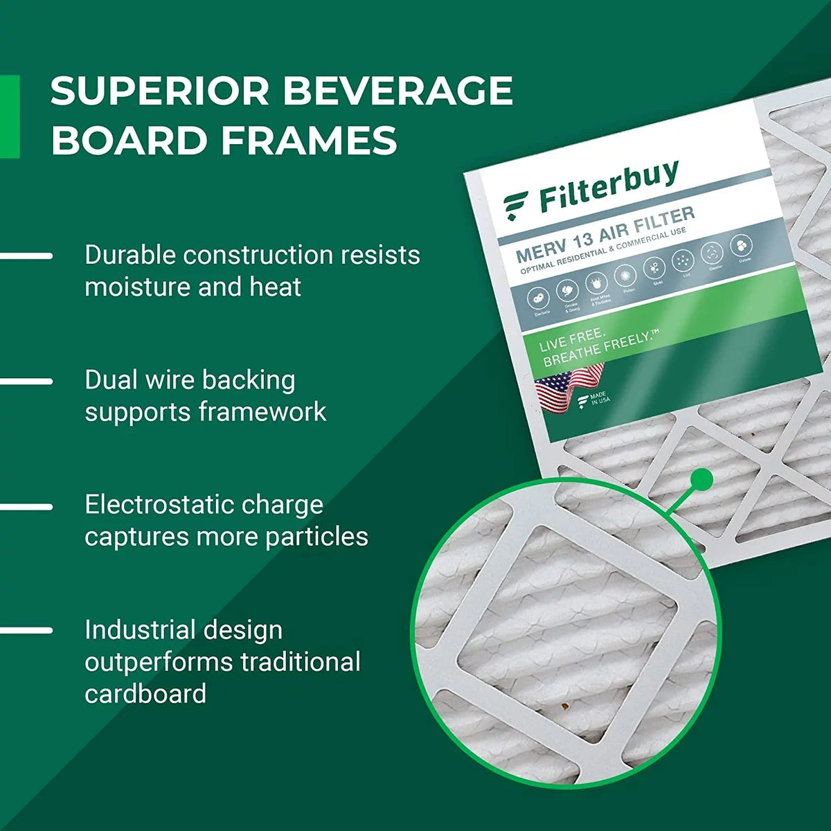 Filterbuy 16x25x3 MERV 13 Pleated HVAC AC Furnace Air Filters for Trion Air Bear 255649-101 (1-Pack)
