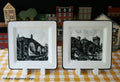 Ceramic Italian Bridge 2 Sizealad Cocktail Plates by Brunelli Charming Old World Touch 8" Sizequare New