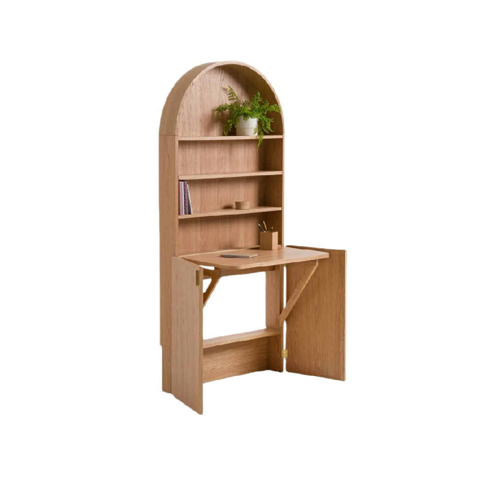 Bureau pliant avec étagères en bois - idéal pour les petites espaces - 120 x 60 x 180
