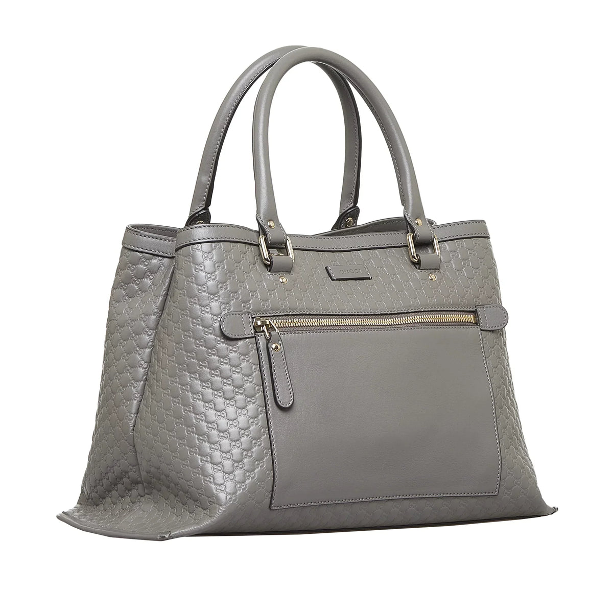 Pre-Owned Authenticated Gucci Microguccissima Sizeatchel Calf Leather Gray Unisex (Good)