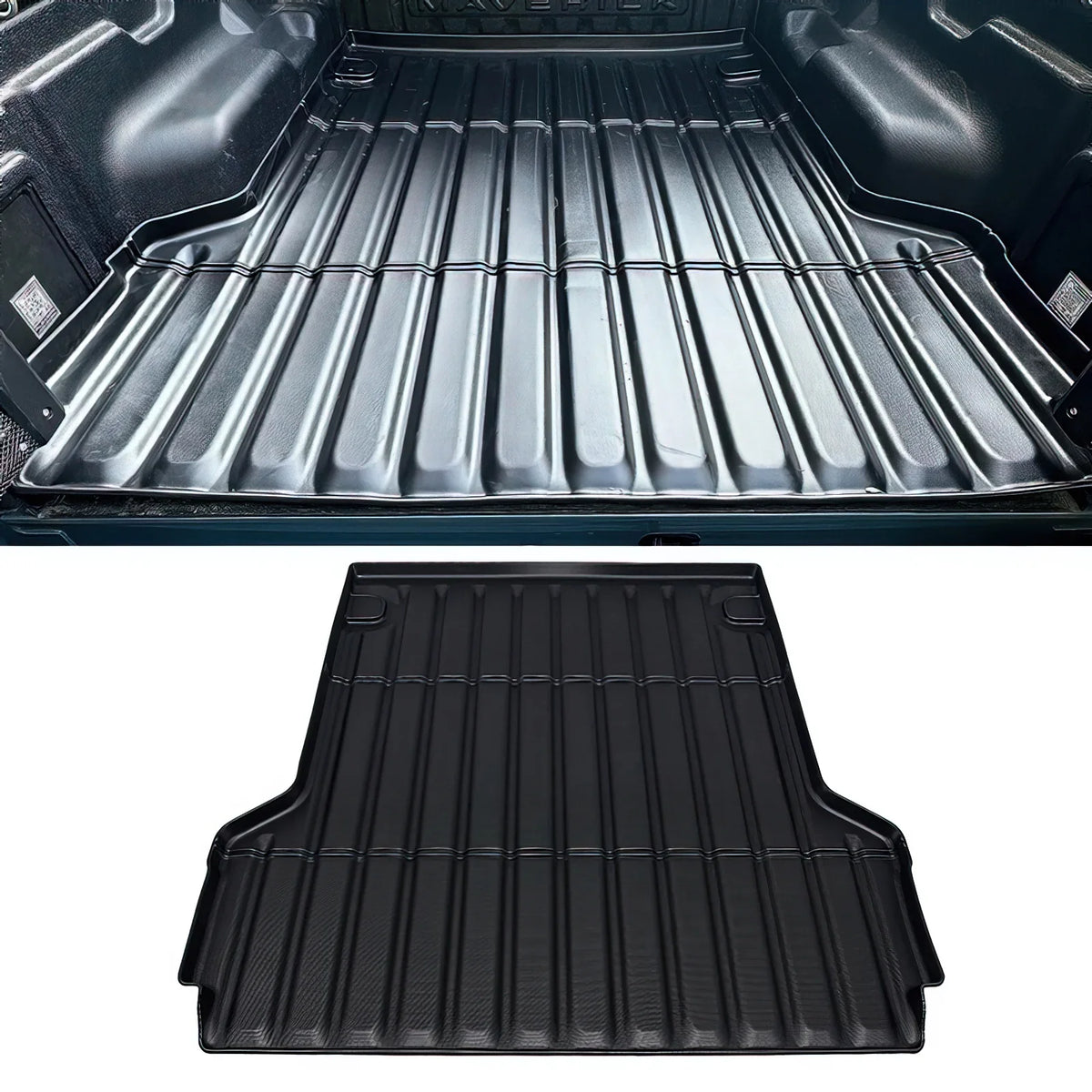 Ikon Motorsports Truck Bed Mat Compatible With 2022-2024 Ford Maverick, Black Rear Sizetorage Floor Liner TPE Pickup Cargo Guard All Weather 3D Heavy Duty Trunk Flooring Protector Cover