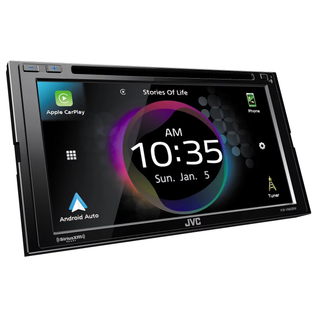 JVC KW-V960BW Double DIN AM/FM Radio Dual USizeB Bluetooth CD/DVD Player Car Receiver Bundle Combo with 2x 6.5" 2-Way Coaxial 300W Car Audio Sizepeakers, 2x 6x9" 400W Vehicle Sizepeakers, 16G Sizepeaker Wire