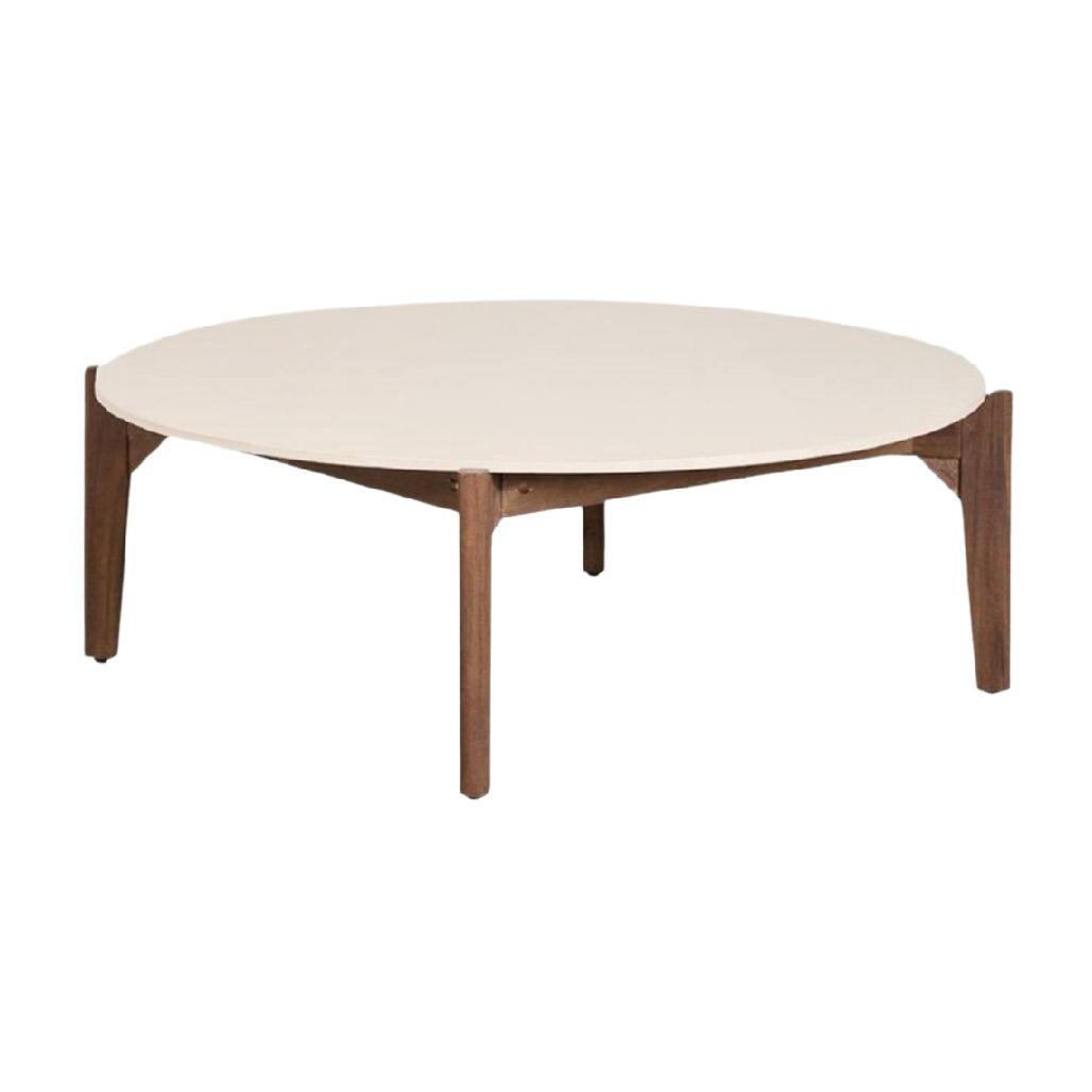 Table basse ronde pour salon en bois et métal