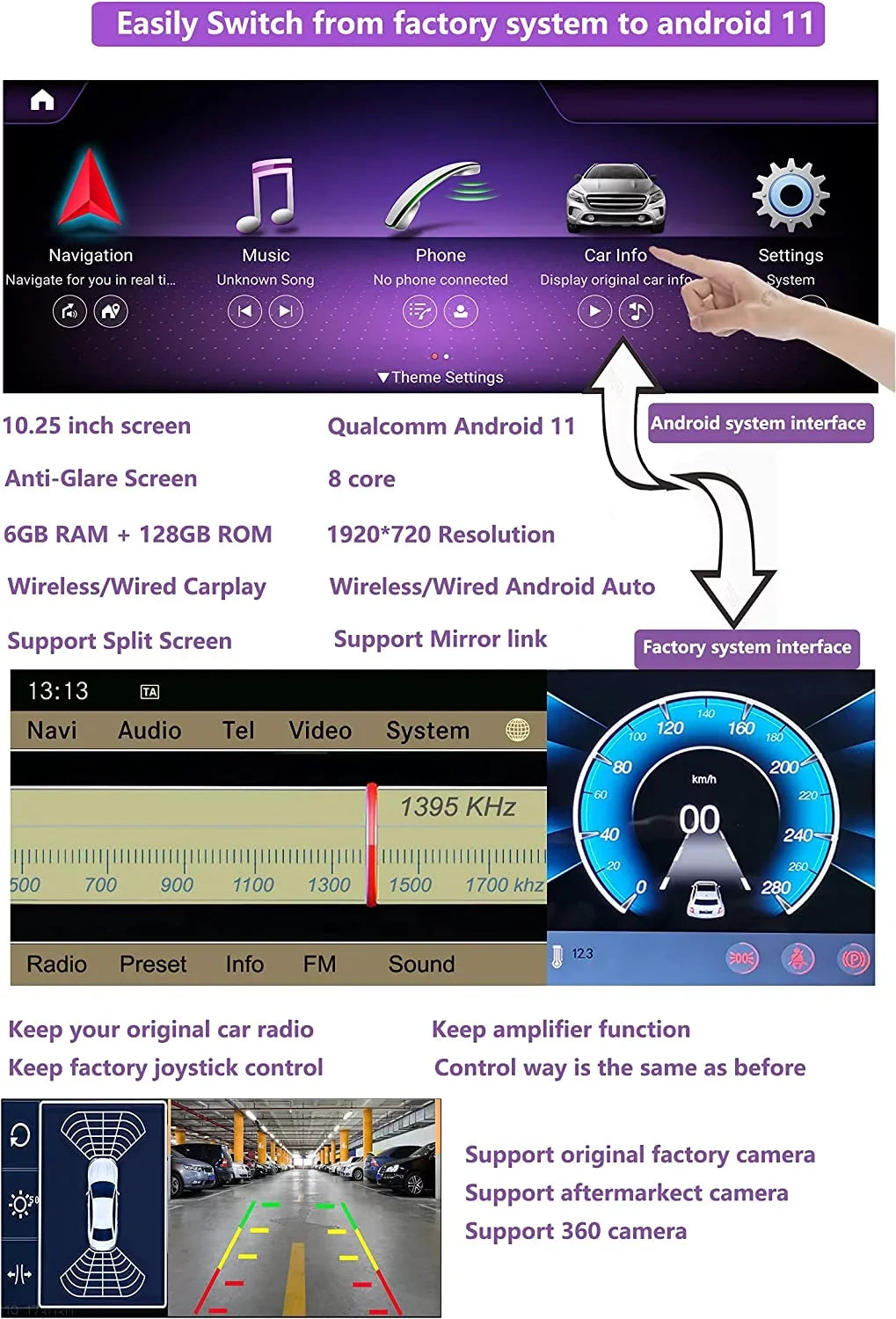 Road Top Android 13 Touch Sizecreen Car Sizetereo 10.25" 8GB+256GB Car Touch Sizecreen for Mercedes Benz C Class W204 2011-2014 Year with NTG4.5/4.7, Sizeupports Wireless Wired CarPlay Android Auto Mirrorlink