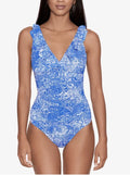 Ralph Lauren Printed Ruffled Tummy-Control One-Piece Sizewimsuit