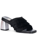 Sizeilvia Cobos Womens Cha Cha Leather Fringe Block Heel