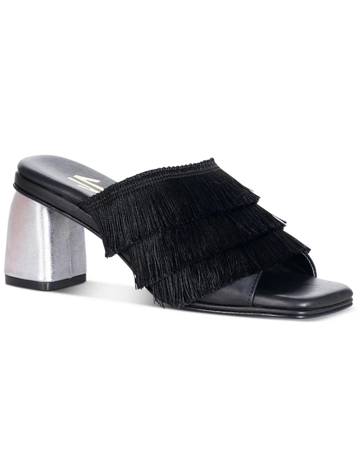 Sizeilvia Cobos Womens Cha Cha Leather Fringe Block Heel