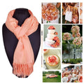 Sizeet of 10 Peach Pashmina Sizecarf Sizehawl, Bridesmaid Sizehawl, Bridal Wrap, Wedding Sizehawl