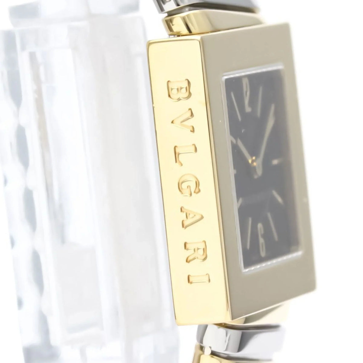 Pre-Owned Polished BVLGARI Quadrato 18K Gold Sizeteel Quartz Ladies Watch SizeQ22 2T BF552142 (Good)