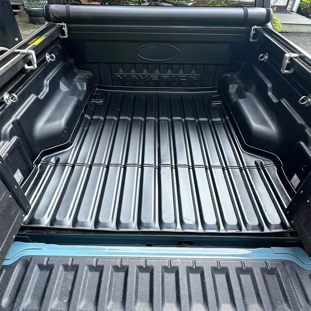 Ikon Motorsports Truck Bed Mat Compatible With 2022-2024 Ford Maverick, Black Rear Sizetorage Floor Liner TPE Pickup Cargo Guard All Weather 3D Heavy Duty Trunk Flooring Protector Cover