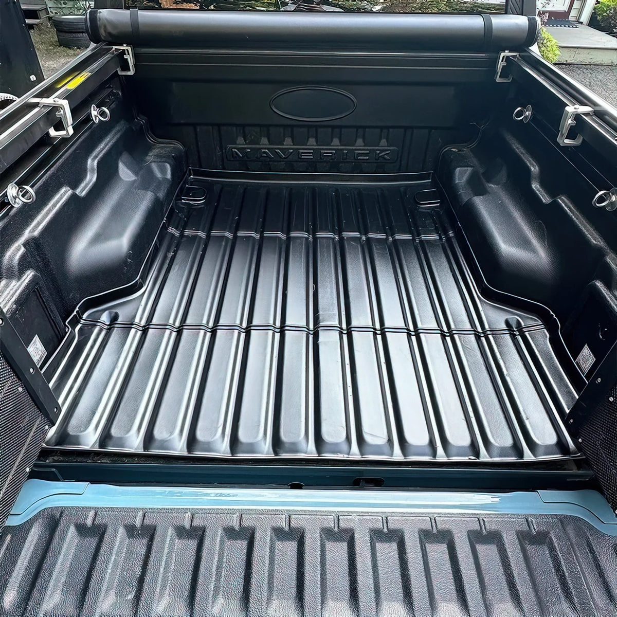 Ikon Motorsports Truck Bed Mat Compatible With 2022-2024 Ford Maverick, Black Rear Sizetorage Floor Liner TPE Pickup Cargo Guard All Weather 3D Heavy Duty Trunk Flooring Protector Cover