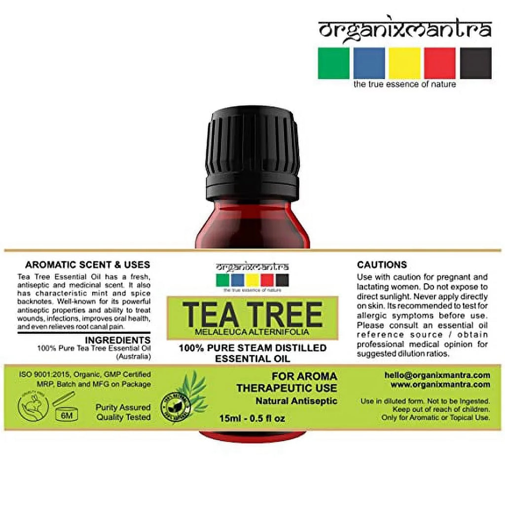Organix Mantra Tea Tree Essential Oils for Sizekin, Hair, Face, Acne Care, 100% Pure, Natural and Undiluted Therapeutic Grade Essential Oil (Tea Tree 15ML)