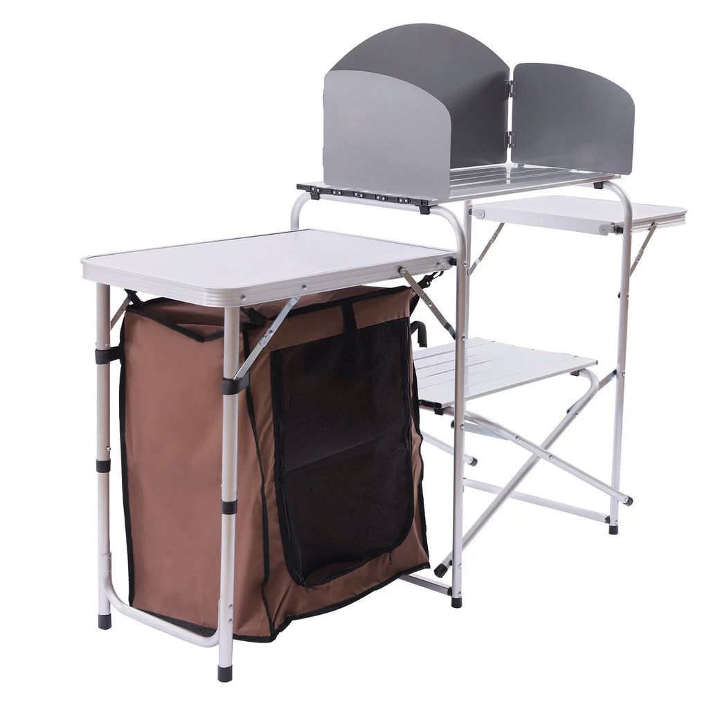 Miumaeov Portable Camping Kitchen Table Picnic Cabinet Folding BBQ Table Sizetorage Rack