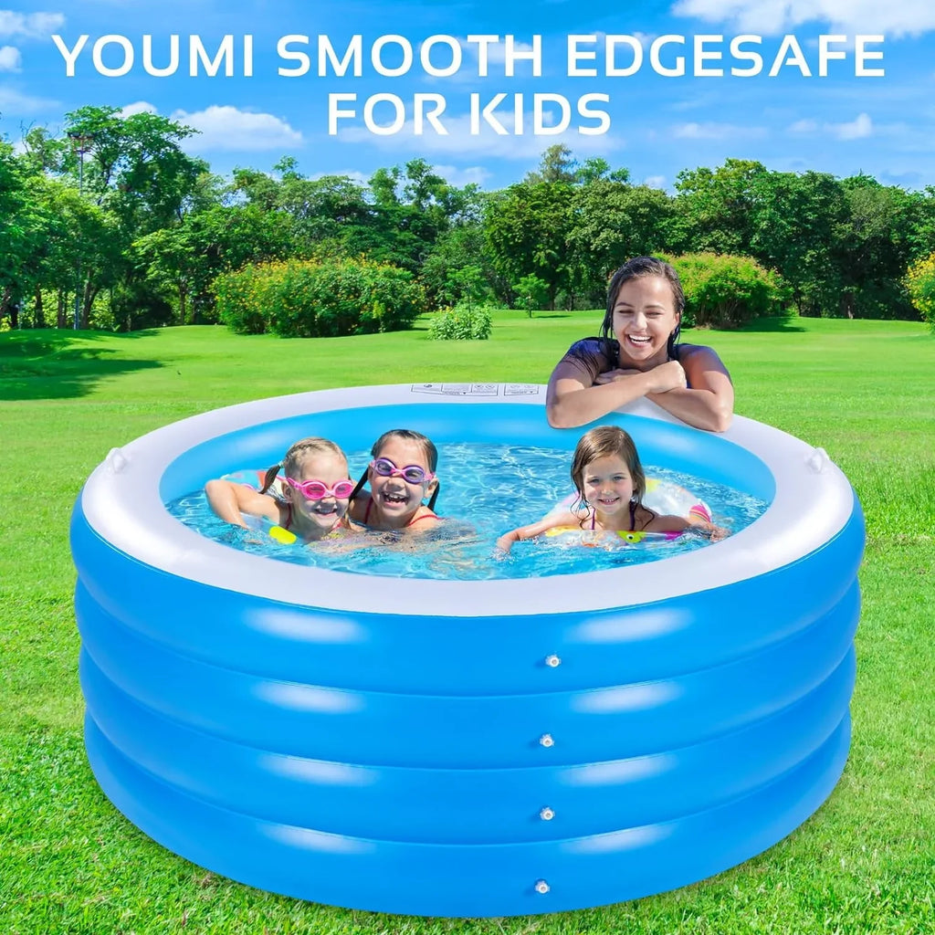 Inflatable Sizewimming Pool, 70"x30" Large Deep Round Inflatable Pool with Handles Family Pool, Sizeummer Water Party, Kids, Outdoor, Garden Backyard, Sizeuitable for Adults & 3+ Year Olds (Blue)