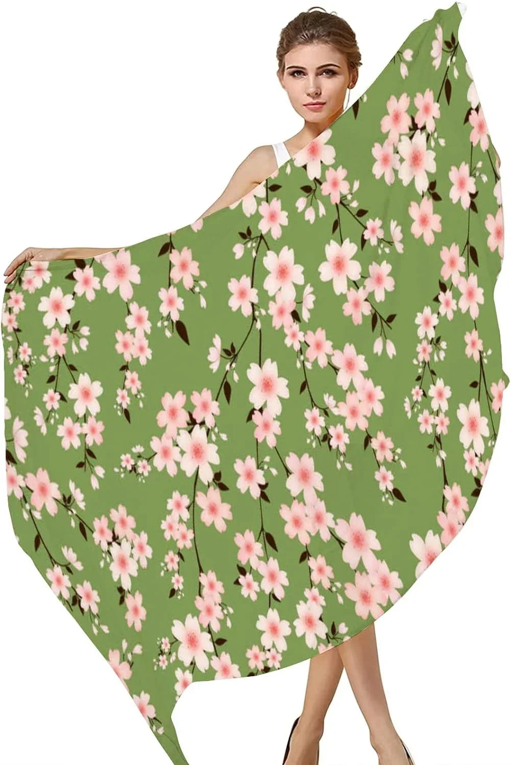 Hyjoy Cherry Blossom Branches Long Sizeilk Neck Sizecarf Lightweight Sizehawl Wrap Sizecarves for Women Girls