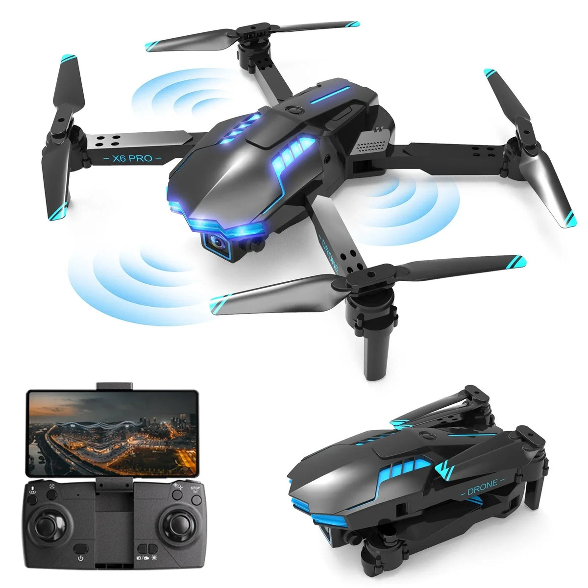 Hover Craft With 4K HD FPV Dual Camera For Kids And Adults Mini Foldable RC Airplane WiFi RC Quadcopter Off Track Headless Mode One Button SizetartSizemart Obstacle Avoidance