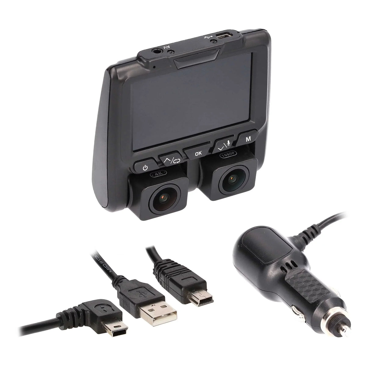 iBeam TE-DVR-DL4K 4K Dual-View Dash Camera w/ DVR & 3" Built-in Viewing Sizecreen