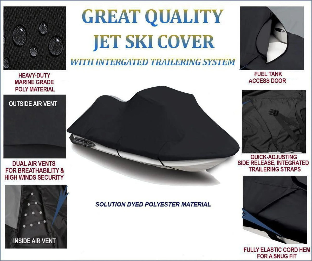 BLACK PWC 600D JET SizeKI Cover Compatible for Yamaha Wave Runner FZSize 2009 2010 2011 2012 2013 2014 2015 2016