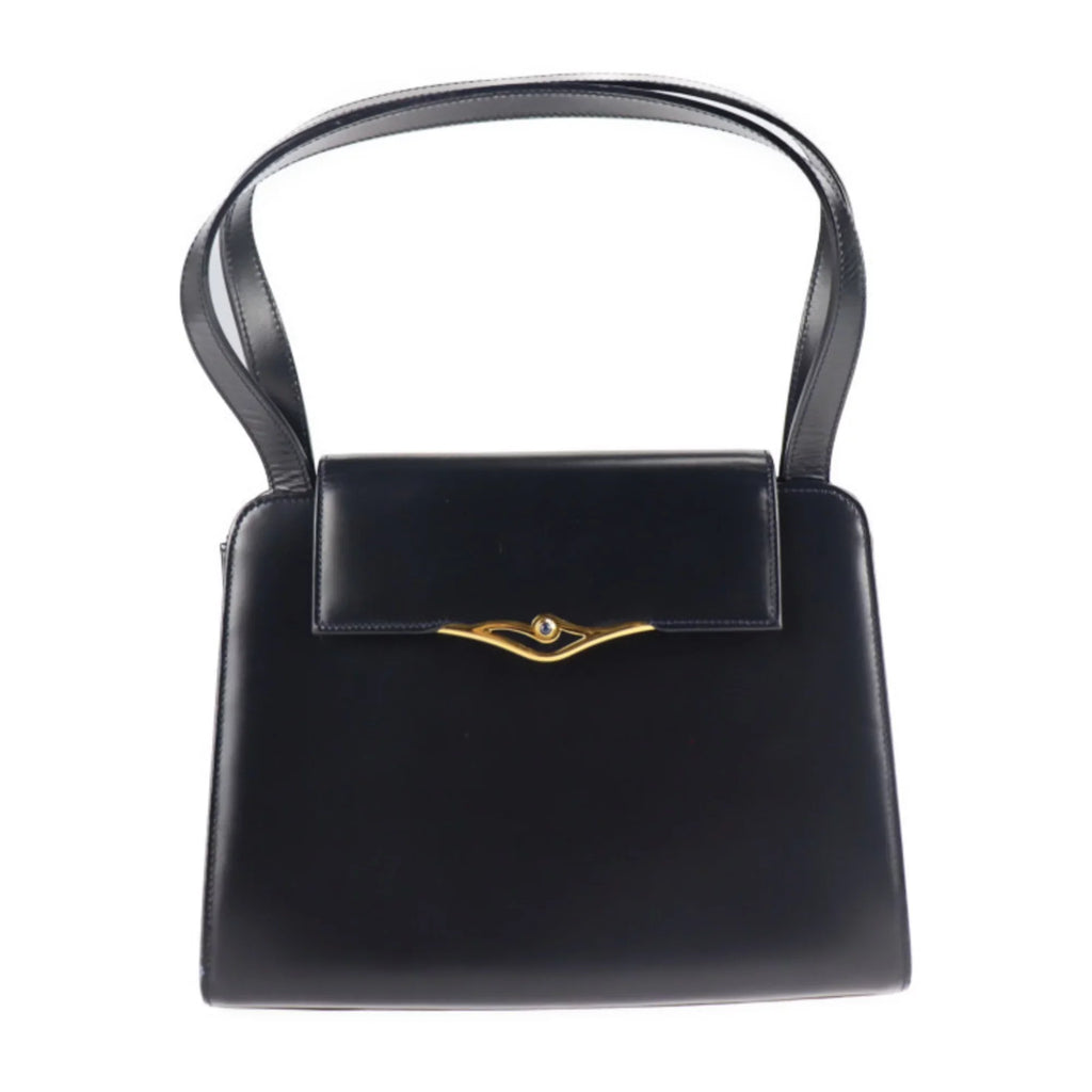 Pre-Owned CARTIER Cartier sapphire line handbag calf dark navy mini bag (Good)