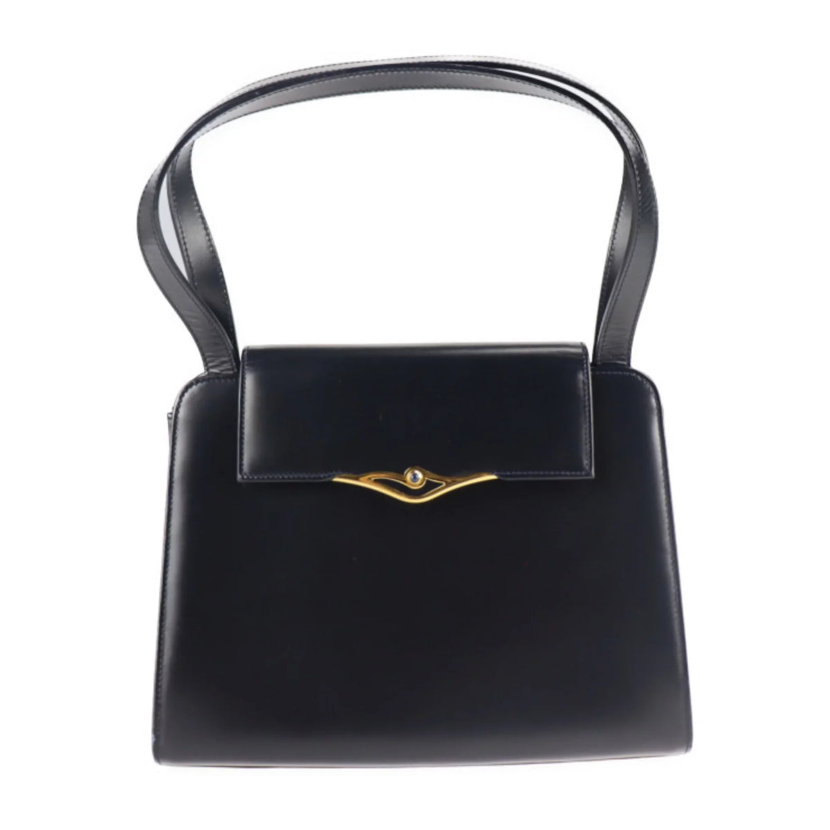 Pre-Owned CARTIER Cartier sapphire line handbag calf dark navy mini bag (Good)
