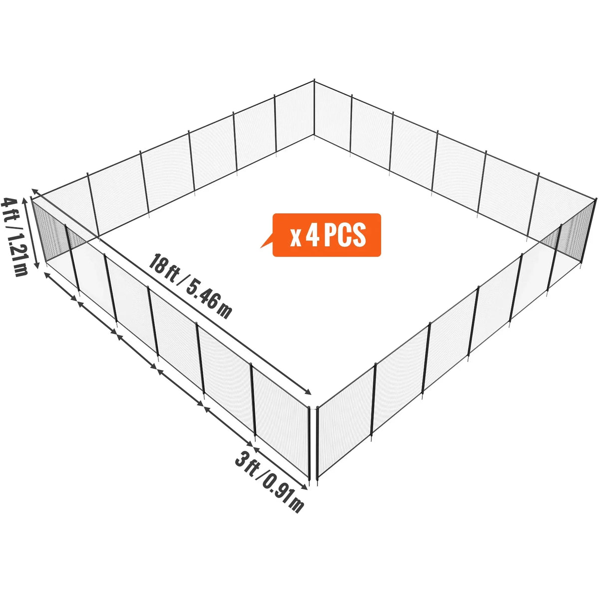 SizeKYSizeHALO 4 x 72 FT Removable Pool Fence Pool Fences for Inground Pools Outdoor