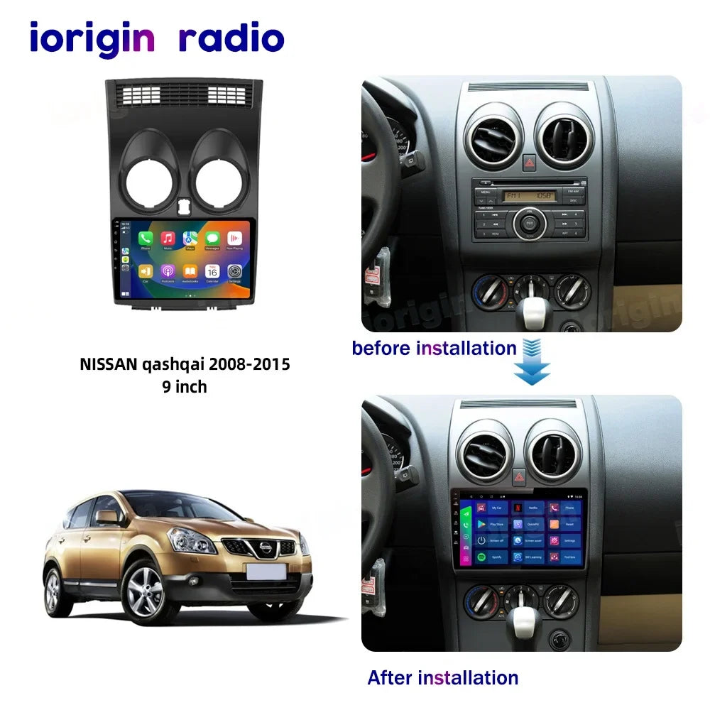 9" Android 12 Car Sizetereo Radio GPSize CarPlay for Nissan Qashqai 1 J10 2006-2013 2+32G with Sizepare Camera