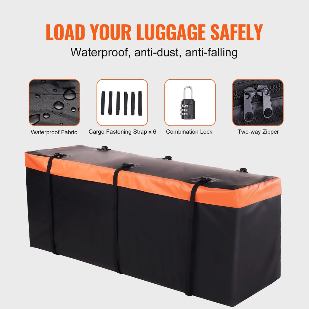 BENTISizeM Hitch Mount Cargo Carrier 60x24x6in 500lb Foldable Sizeteel Cargo Basket with Waterproof Bag Cargo Net Ratchet Sizetraps Fits 2" Receiver