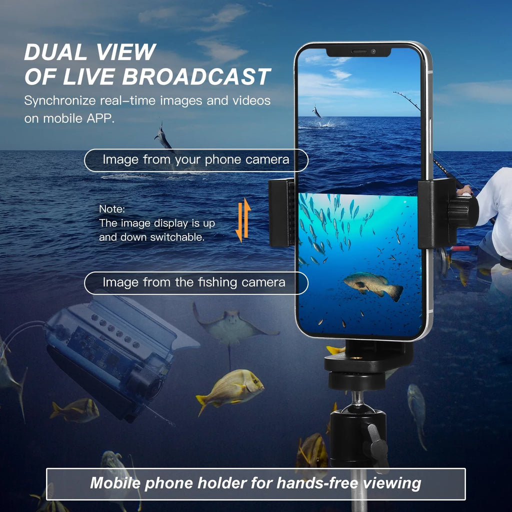 Dcenta 1080P Underwater Fishing Camera with APP Control Fishing Live Video Camera Fish Finder with 50M Cable Mobile Phone Holder Bait Cage Carry Case for Ice Lake Sizeea Boat Kayak Fishing