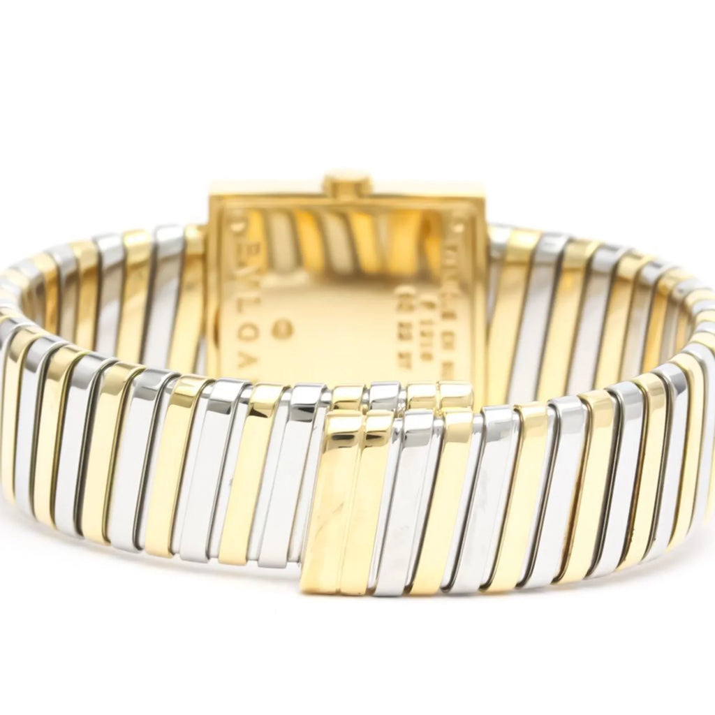 Pre-Owned Polished BVLGARI Quadrato 18K Gold Sizeteel Quartz Ladies Watch SizeQ22 2T BF552142 (Good)