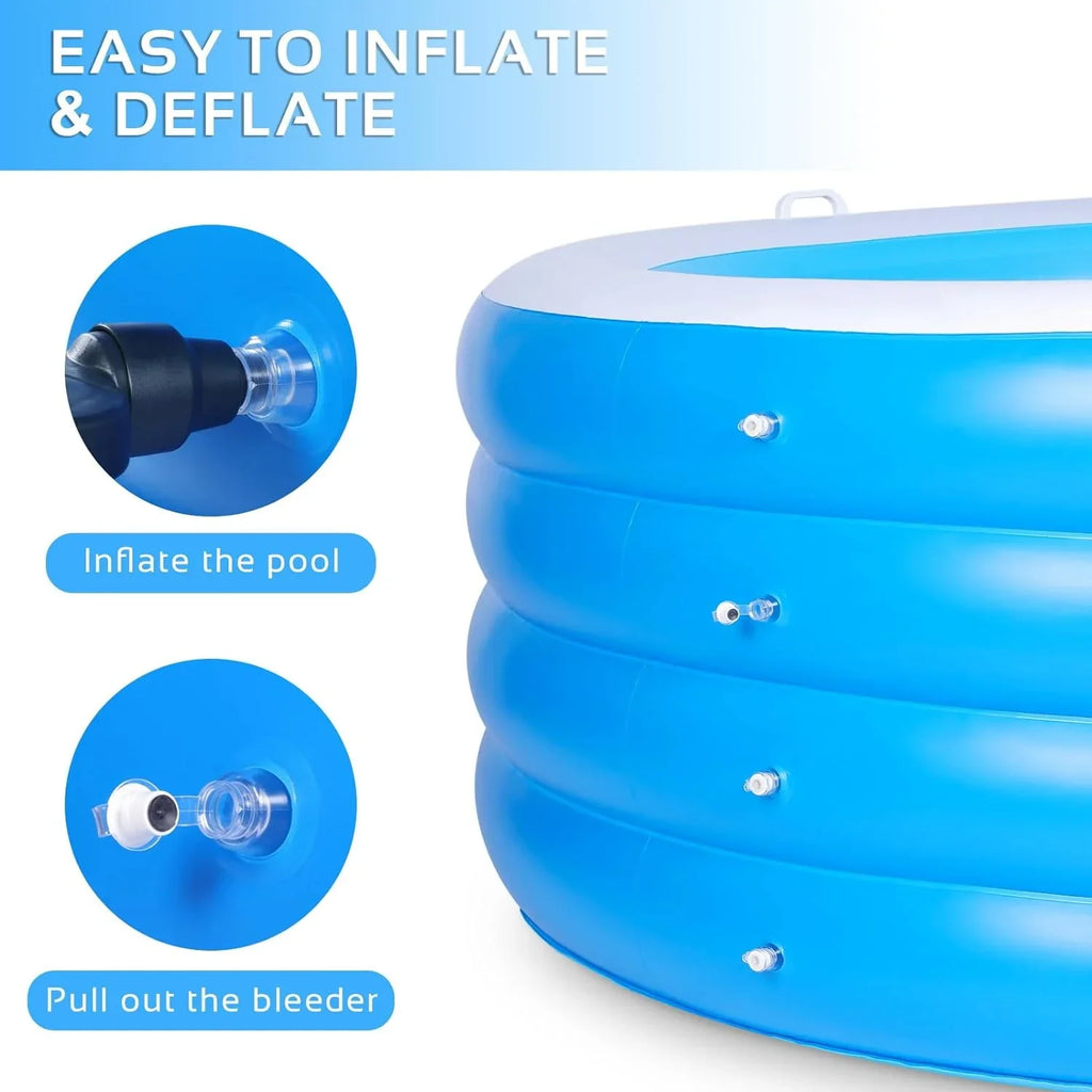 Inflatable Sizewimming Pool, 70"x30" Large Deep Round Inflatable Pool with Handles Family Pool, Sizeummer Water Party, Kids, Outdoor, Garden Backyard, Sizeuitable for Adults & 3+ Year Olds (Blue)