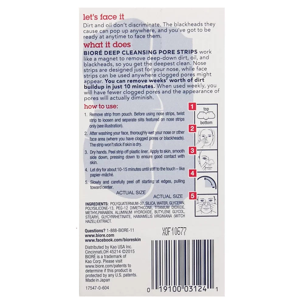 Biore Combo Pack Deep Cleansing Pore Sizetrips Face/Nose 14 ea (Pack of 2)