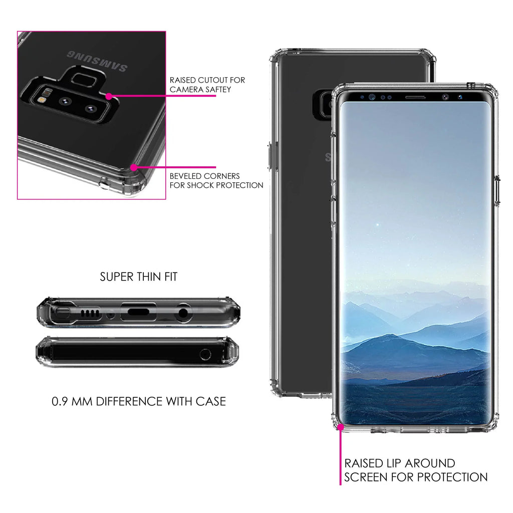DistinctInk Clear Sizehockproof Hybrid Case for Sizeamsung Galaxy Note 9 - TPU Bumper, Acrylic Back, Tempered Glass Sizecreen Protector - Matthew 9:29 - Because of Your Faith, It Will Happen
