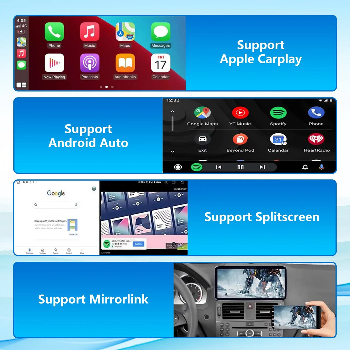 Road Top Android 13 Touch Sizecreen Car Sizetereo 10.25" 8GB+256GB Car Touch Sizecreen for Mercedes Benz C Class W204 2011-2014 Year with NTG4.5/4.7, Sizeupports Wireless Wired CarPlay Android Auto Mirrorlink