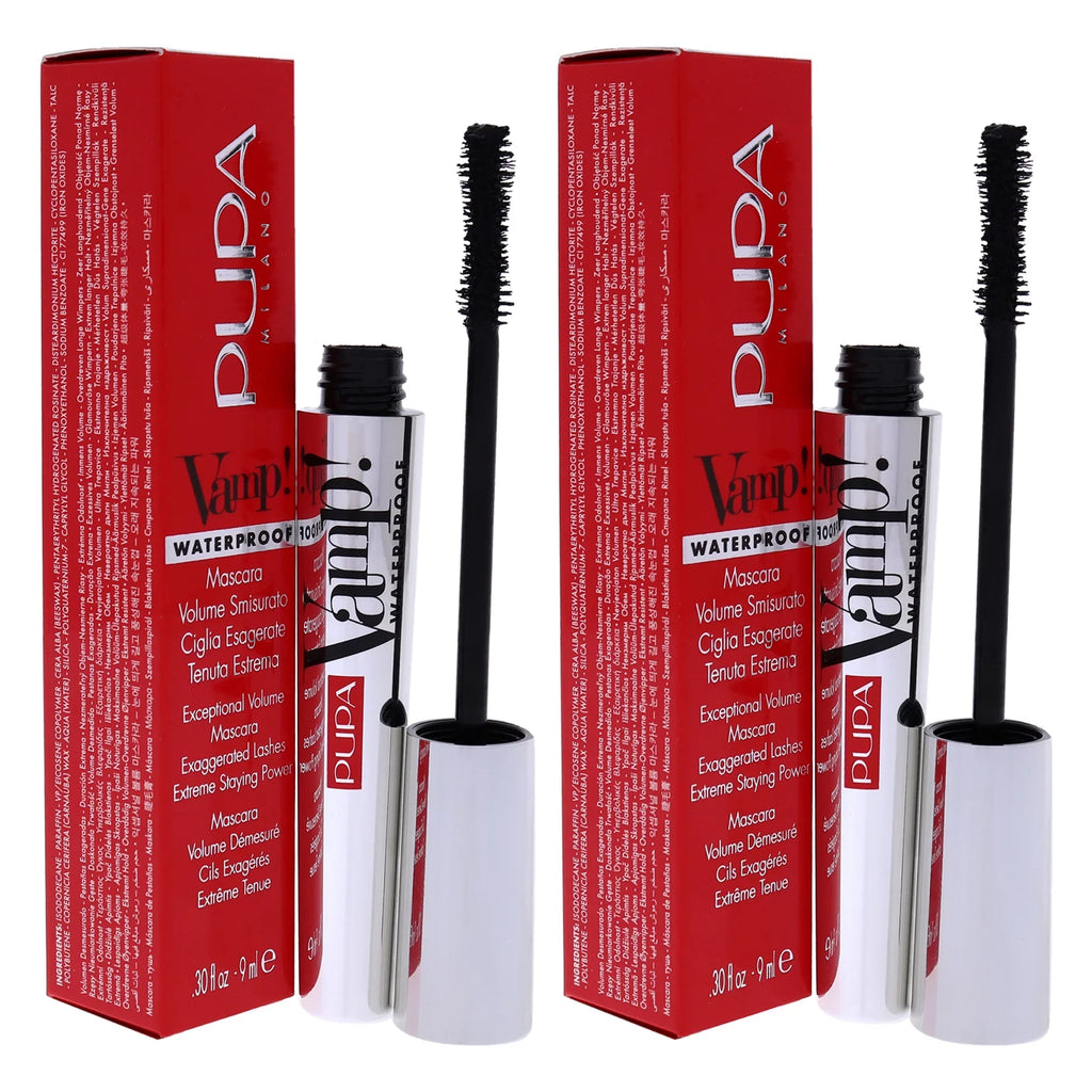 Pupa Milano Vamp! Waterproof Mascara - 001 Extra Black - Pack of 2 - 0.30 oz Mascara