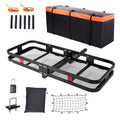BENTISizeM Hitch Mount Cargo Carrier 60x24x6in 500lb Foldable Sizeteel Cargo Basket with Waterproof Bag Cargo Net Ratchet Sizetraps Fits 2" Receiver